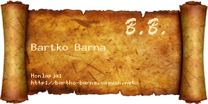 Bartko Barna névjegykártya